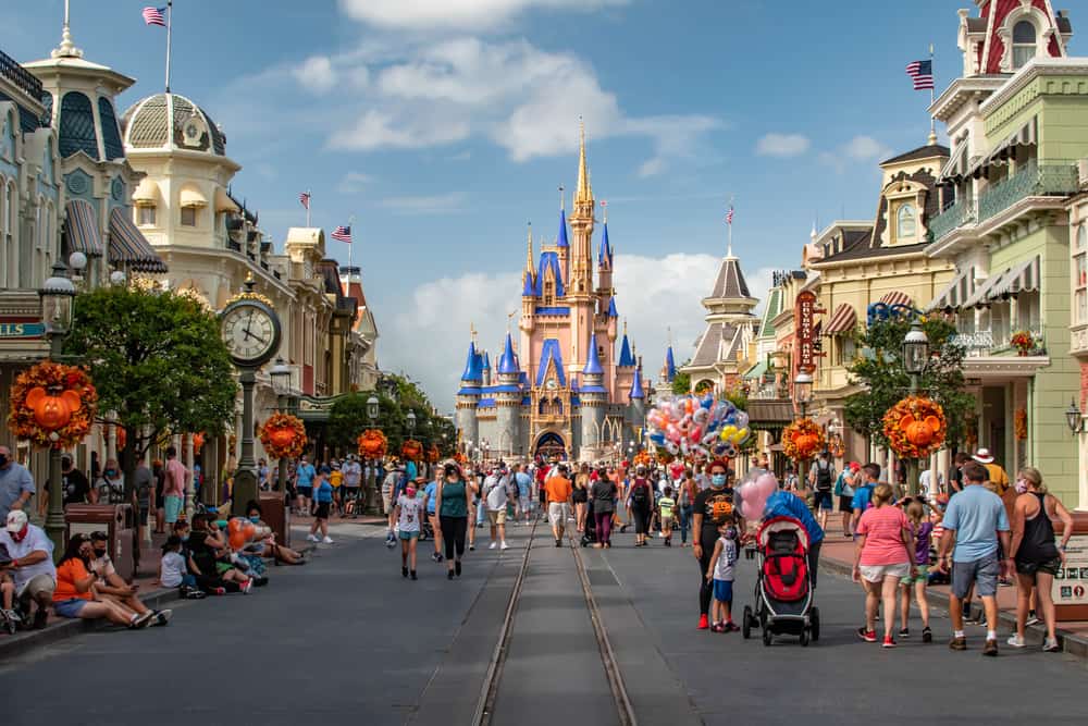 a view looing down Main Street USA