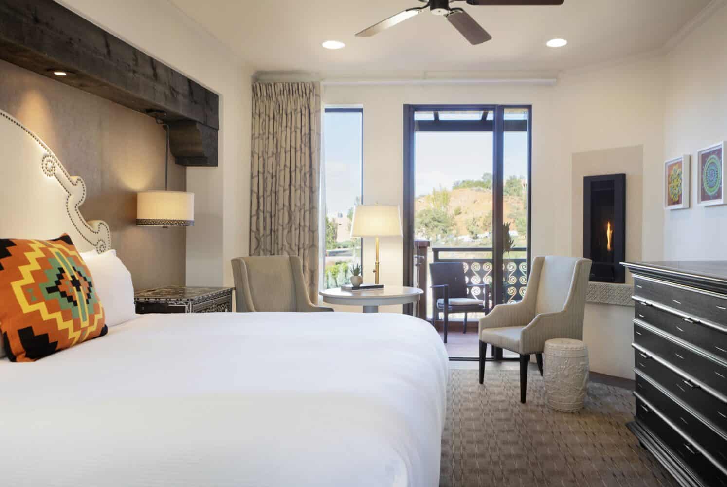 The Wilde Resort and Spa bedroom and mountain view.