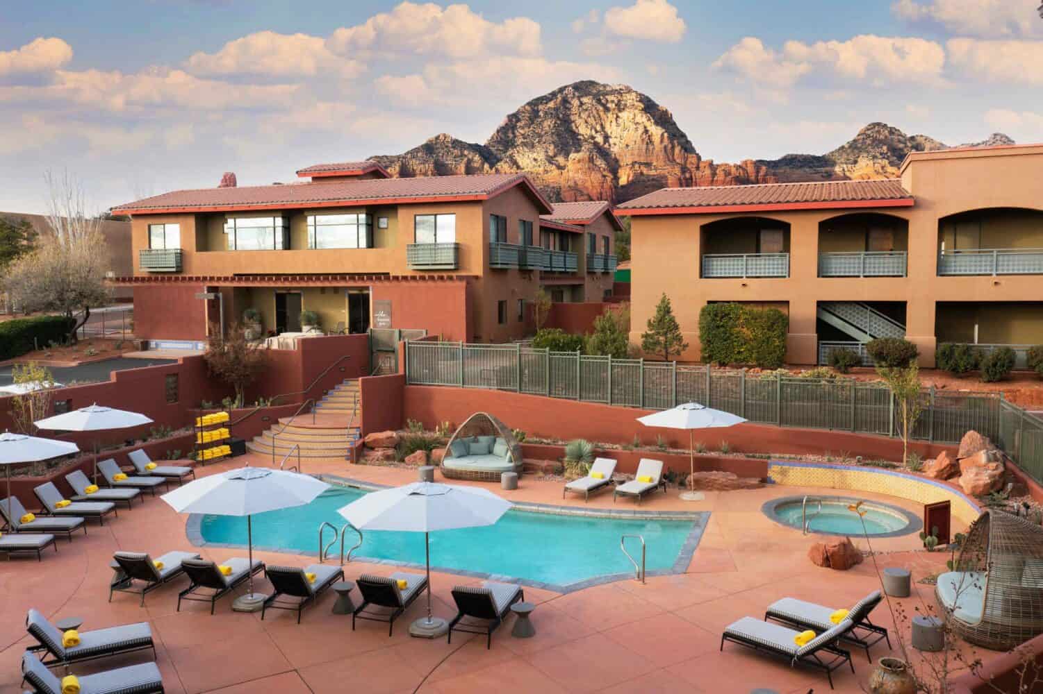 The Wilde Resort and Spa pool with mountain view.