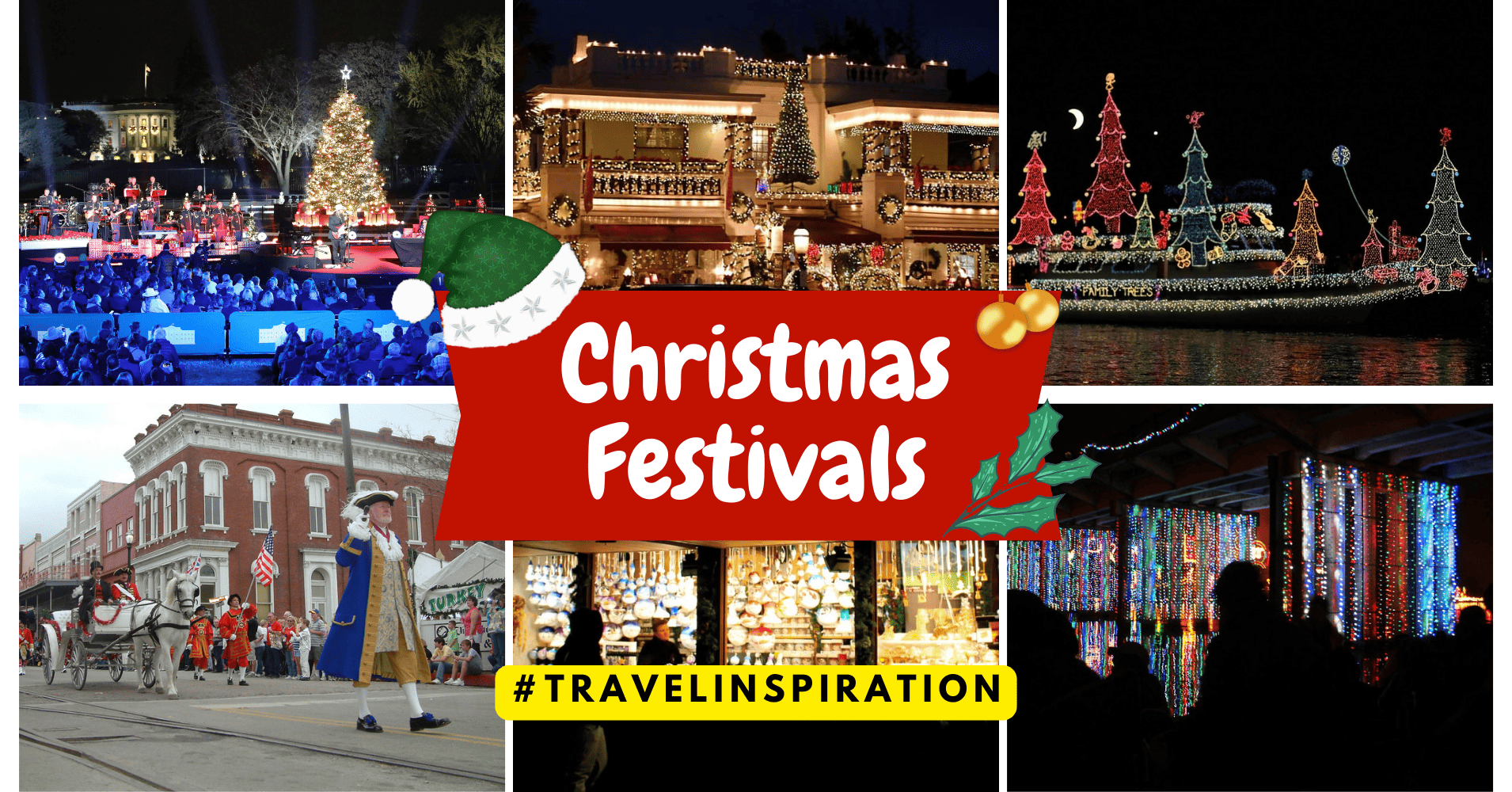 A collage of pictures showcasing the vibrant Christmas festivals.